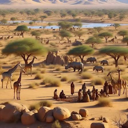 Hace unos 6.000 años, el Sáhara era un paisaje verde con ríos, lagos y abundante fauna. Este período se conoce como el Período Húmedo Africano o “Sahara Verde”. En esa época, cambios