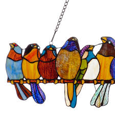 Birds On A Wire Stained Glass River Of Goods Stained Glass Birds On A Wire Window Panel Stained Glass Birds Glass Birds Stained Glass