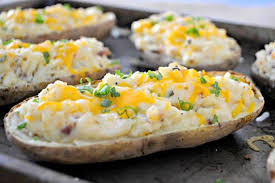 These Twice Baked Potatoes Are Baked Then Mixed With Cream Cheese Greek Yogurt Old Bay Seasonin Side Dish Recipes Easy Twice Baked Potatoes Quick Side Dishes