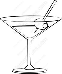 Martini With An Olive Drawings Line Drawing Black And White Sketches