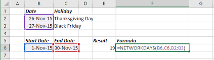 Calculating The Number Of Work Days Between Two Dates Microsoft Excel 2016