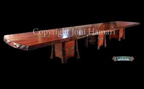 The soft lines give this dining table a strong aesthetic impact which shows that this is a piece of furniture of enormous value. Hand Made Live Edge Wood Slab Giant Sequoia Conference Or Dining Table By Hamari Design Custommade Com