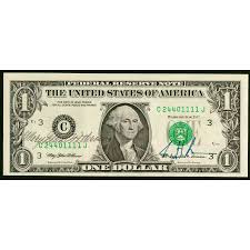 $1 1999 Green seal. Small Size $1 Federal Reserve Notes 1924-C