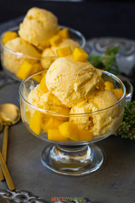 Mango ice cream scoop