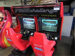 System has force feedback steering, stereo sound with subwoofer and full size 29 monitors. F355 Ferrari Challenge Dual Racing Arcade Game