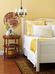 If you prefer something with more texture, apply bold yellow wallpaper with a pattern or design onto a wall. Learn How To Choose Livable Colors For Your Home Yellow Bedroom Bedroom Design Yellow Room