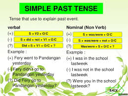 Terdapat dua jenis kalimat simple past tense yaitu verbal & non verbal atau nominal. Belajar Bahasa Inggris Simple Past Tense