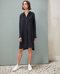 Silk Dress With Yoke Noir Isabella Comptoir Des Cotonniers