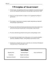 Seven principles government worksheet answers and constitution from seven principles of government worksheet answer key image source. Principles Of Government Worksheets Teaching Resources Tpt