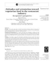 Pdf Attitudes And Orientation Toward Vegetarian Food In The Restaurant Industry An Operator S Perspective