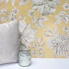 Lucia Yellow Floral Wallpaper Dunelm In 2020 Floral Wallpaper Floral Wallpaper Bedroom Floral Texture
