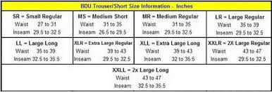 Propper Bdu Size Chart Bedowntowndaytona Com