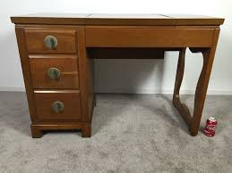 Vintage Vanity Desk With Flip Up Mirror And Some Office Supplies In Drawers By Crawford Furniture Jamestown Ny With Images Vanity Desk Vintage Vanity Desk