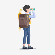 Character Tourist Boy Telescope Backpack Holding Umbrella Youth Tourism Boy Clipart Cartoon Character Travel People On The Road Png And Vector With Transpare Cartoon Characters Cartoon Posters Tourist