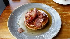 Triple Stacked Buttermilk Pancakes W Smoked Bacon Maple Syrup Picture Of Cosy Club Cardiff Tripadvisor