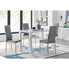 00 list price $262.04 $ 262. Ivy Bronx Eubanks 4 White Dining Table And 4 Grey Gold Leg Chairs Reviews Wayfair Co Uk