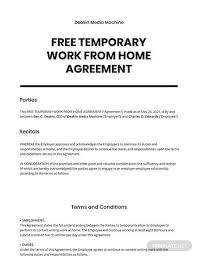 Free Temporary Work From Home Agreement Template Word Doc Temporary Work Writing A Book