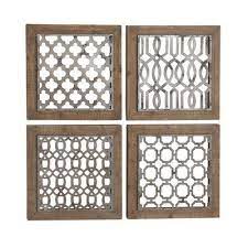 Ophelia Co 4 Piece Traditional Wood And Metal Geometric Wall Decor Set Decorative Wall Plaques Geometric Wall Geometric Wall Decor
