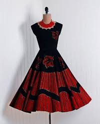 Cocktail Dress Pinta Creaciones 1950 S Mexican Hand Painted Cotton Vintage Dresses Vintage Outfits Mexican Fashion