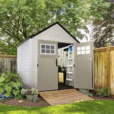 Amazon Com Rubbermaid 7x7 Ft Durable Weather Resistant Resin Outdoor Garden Storage Shed With Window Outdoor Garden Storage Garden Storage Garden Storage Shed
