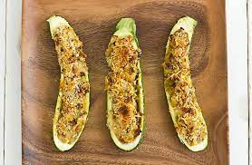 Vegetarian Stuffed Zucchini With Parmesan Panko Recipe Recipe Stuffed Zucchini Vegetarian Recipes Panko Recipes