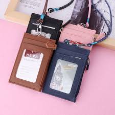 All items (133) free pickup; Women Business Card Holder Wallet Men Pu Leather Id Cards Crash Holders Case Neck Strap Lanyard Ladies Fashion Mini Slim Wallets Buy At The Price Of 1 83 In Aliexpress Com Imall Com