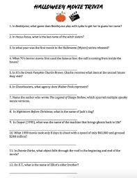 Read on for some hilarious trivia questions that will make your brain and your funny bone work overtime. Halloween Trivia Questions Halloween Movie Trivia Sheet For Etsy In 2021 Halloween Trivia Questions Halloween Facts Halloween Quiz