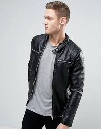 Pull Bear Faux Leather Biker Jacket With Zips In Black Leather Jeans Men Best Leather Jackets Jackets Men Fashion