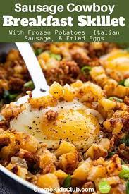 A Super Crispy Flavor Packed Sausage Cowboy Breakfast Skillet If You Re Looking For Brunch Casserole Recipes Sausage Breakfast Skillet Easy Breakfast Skillet