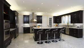 Dark kitchen cabinets and countertops with white backsplash. Grey Wood Ceiling Bathroom Image Catholique Ceiling