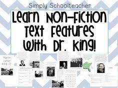 Teach Your Students About Non Fiction Text Features And The Amazing Dr Martin Luther King Jr Text Features Nonfiction Texts Teaching Nonfiction Text Features
