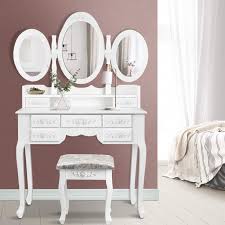Modern and unique of dressing table makes a great look in your bedroom. Artiss Makeup Table With Stool And Foldable Mirror 7 Drawers Wooden Dressing Table White Amazon Com Au Home