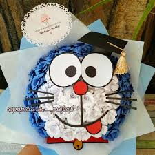 Doraemon Paper Flowers Bouquet Bunga Kain Buket Bunga Pola Flanel