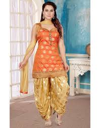 Orange Jamevar Silk Patiala Suit In 2020 Designer Dresses Indian Indian Outfits Patiala Suit