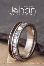 Dinosaur Bone Wedding Band With Mother Of Pearl And Rose Gold 4422 In 2021 Handmade Wedding Band Nature Wedding Band Wedding Bands
