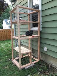 Full cat enclosures come in many shapes and sizes to suit all tastes and budgets. Catio Simple Outdoor Cat Enclosure Using A Few 2x4 And Chicken Wire Total Cost Around 100 Diy Cat Enclosure Cat Enclosure Outdoor Cat Enclosure