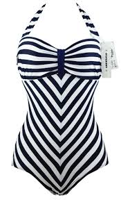Black And White Monokini Swimsuits Cocoship Retro Black White Striped One Piece Monokinis Chevron Lines Swimsuit Fba At Amazon Women S Clothing S Black Swimwear Black Monokini Striped One Piece