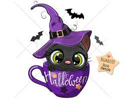 Cute Halloween Black Cat Png Digital Download Clipart Kids Etsy Kids Graphics Halloween Prints Black Cat Halloween