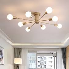 Picking the right ceiling flush mount lights can have a huge impact on the rooms in compared to other light fixtures such as table lamps and pendant lights, flush mount lighting can be much more unobtrusive and take up less. Soft Gold Branch Semi Flush Mount Light Modern Fashion Metal 8 10 Lights Art Deco Ceiling Lamp Beautifulhalo Com