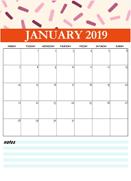 Cute January 2019 Printable Calendar Printable Calendar Calendar Printables Calendar Design
