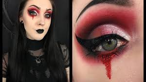 gothic vire red and black makeup