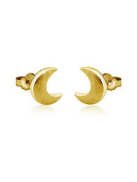 925 sterling silber, anlaufgeschützt, glänzend, vergoldet (333 gelbgold 8kt), zirkonia. Nenalina Ohrringe Stecker Halbmond Astro Look 925 Sterling Silber Klingel