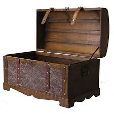Us 169 7 Treasurechest Antique Wooden Storage Trunk Vintage Steamer Chest Leather Straps Metal Hardware Wooden Chest Wooden Storage Wooden Trunks