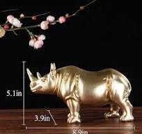 BRASSTAR Handmade Resin Rhinoceros Statue Collectible Figurine Statue Home  Office Decor Rhino Sculpture Wildlife Gift PTZD042