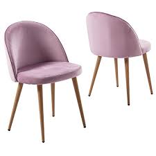Retro metal kitchen chairs with cushions. Gizza Smooth Velvet Accent Dining Chairs Retro Wood Style Sturdy Metal Legs Soft Cushion Kitchen Lounge Room Furniture Set Of 2 Pink Lavender Buy Online In Bahamas At Bahamas Desertcart Com Productid 62112218