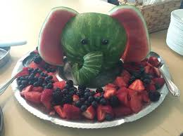 Watermelon Elephant Fruit Tray This Was Made For A Baby Shower In 2020 Baby Shower Fruit Baby Shower Food Jungle Food