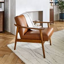 Leather slipper chair west elm. West Elm Mid Century Leather Show Wood Chair