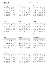 2025 A4 Calendar Printable