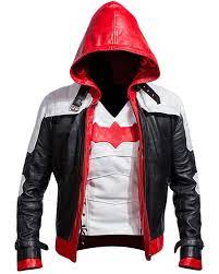 Batman Arkham Knight Hooded Leather Jacket Vest 2 In 1 Best Seller At Amazon Men S Clothing Sto Red Hooded Jacket Leather Jacket With Hood Red Hood Costume