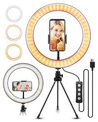 Amazon Com 10 2 Selfie Ring Light With Tripod Stand Elegiant Ring Light With Cell Phone Holder 3 Light Modes 11 Brightness Level And 160 Bulbs For Youtube Video Live Stream Makeup Photography Electronics